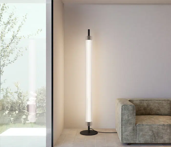 Lampara de diseño de pie con cristal estriado design by Josep Lluís Xuclà Insolit Glass Floor