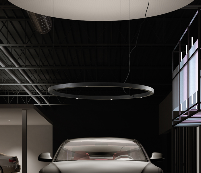 circular design suspension light