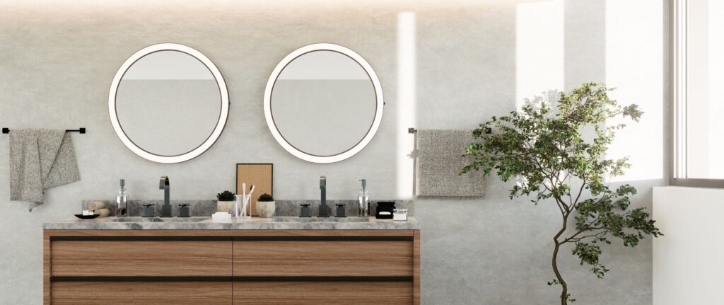 Aplique de baño circular TR Moon con espejo y luz perimetral regulable con dimmer integrado. Lámpara de diseño contemporáneo para baños, con protección IP44 y clase II, ideal para proyectos de iluminación a medida, iluminación personalizada, iluminación de baño de diseño, iluminación de calidad y soluciones custom para interiorismo, arquitectura y lighting design. Aplique LED regulable y empotrable, iluminación decorativa y funcional para baños modernos, lámpara de diseñador exclusiva para arquitectos, interioristas y especialistas en lighting design. Producto personalizable y regulable de alta gama – Insolit BCN Lighting TR Moon circular bathroom wall lamp with integrated mirror and dimmable perimeter LED light. Contemporary designer lamp for bathrooms with IP44 and Class II protection, ideal for bespoke lighting projects, custom lighting solutions, designer bathroom lighting, quality lighting, and personalized lighting for interior design, architecture, and lighting design. Dimmable and recessed LED wall lamp providing decorative and functional lighting for modern bathrooms. Exclusive designer lamp for architects, interior designers, and lighting professionals. Fully customizable and high-end product – Insolit BCN Lighting
