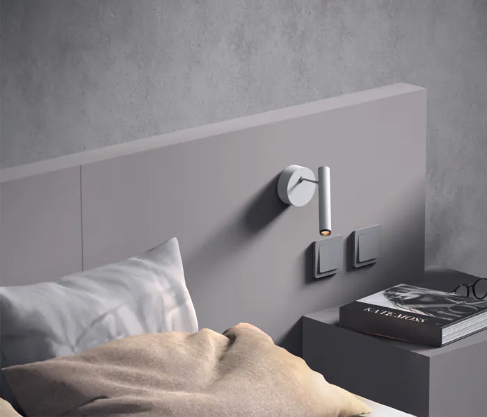Aplique foco proyector de diseรฑo de cabecera orientable minimalista. Insolit Stick Bed