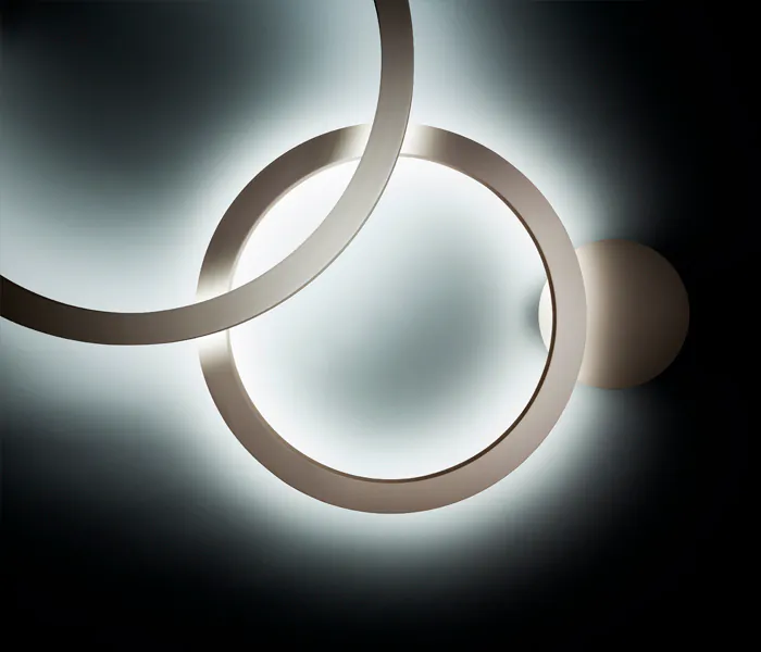 Applique de diseño circular a luz indirecta combinable y configurable design by Josep Lluís Xuclà. Insolit TR Wall