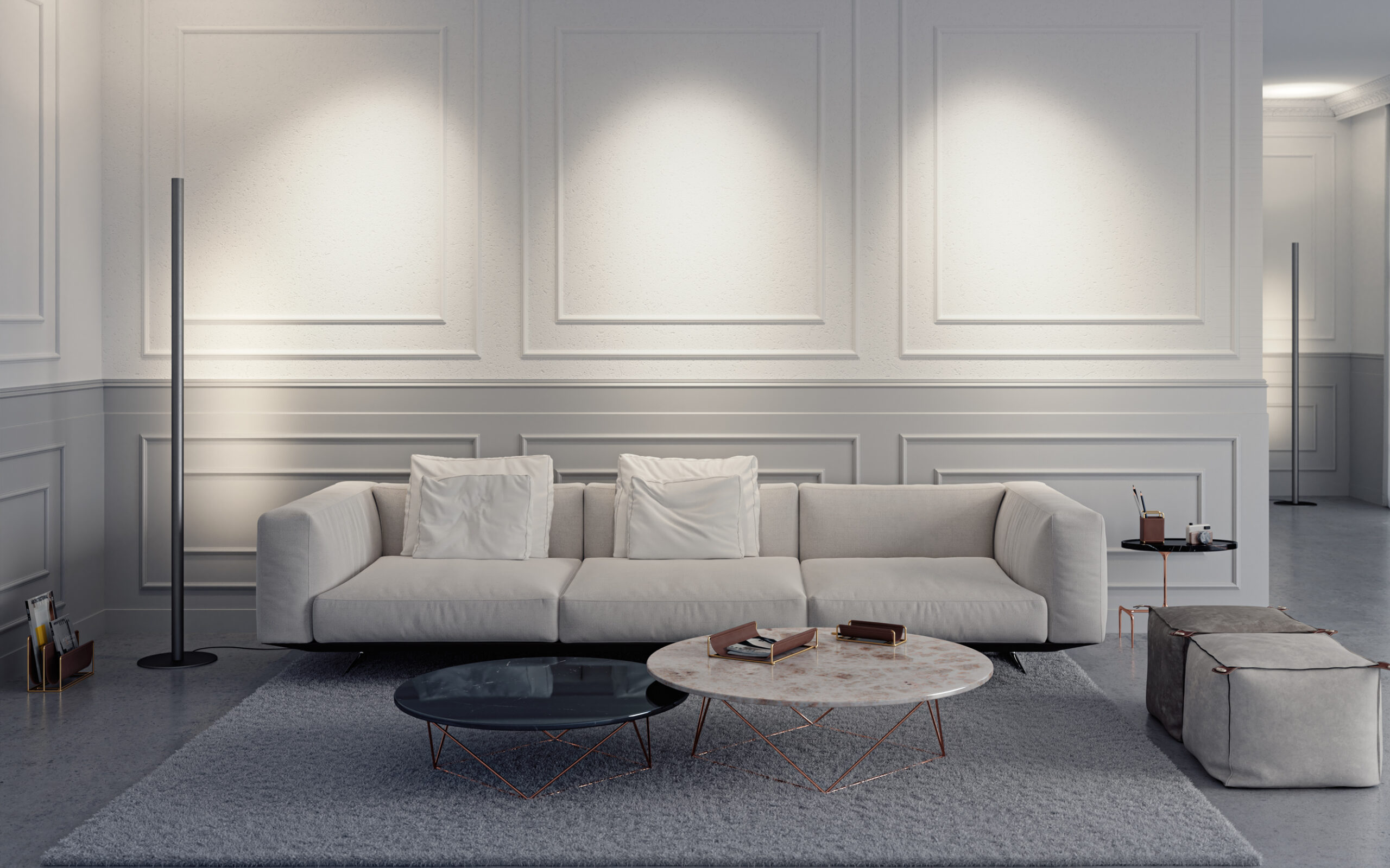 Luminaria de diseño se pie a luz ambiente indirecta. Insolit LP