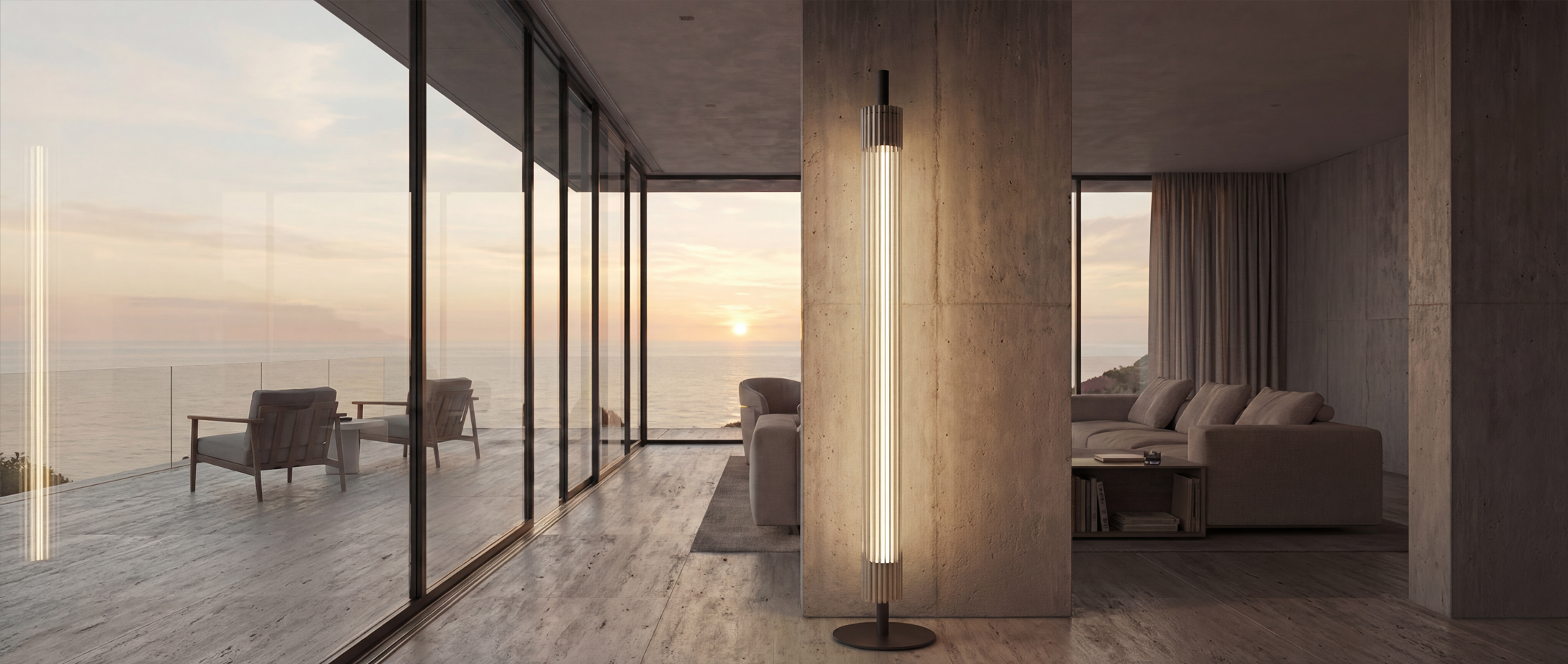 Lámpara tubular de cristal estriado Insolit