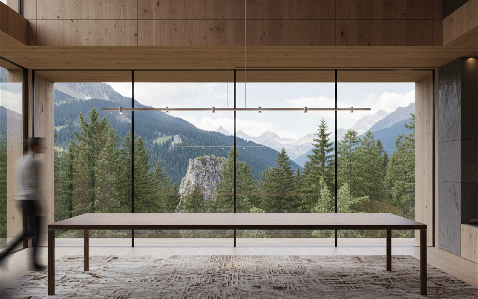 Gravity lighting in an architectural interior